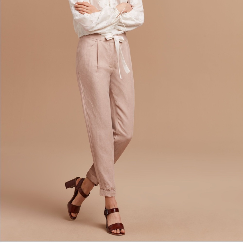 Wilfred Aritzia Allant Crepe Dusty Pink Tapered Crop Pants